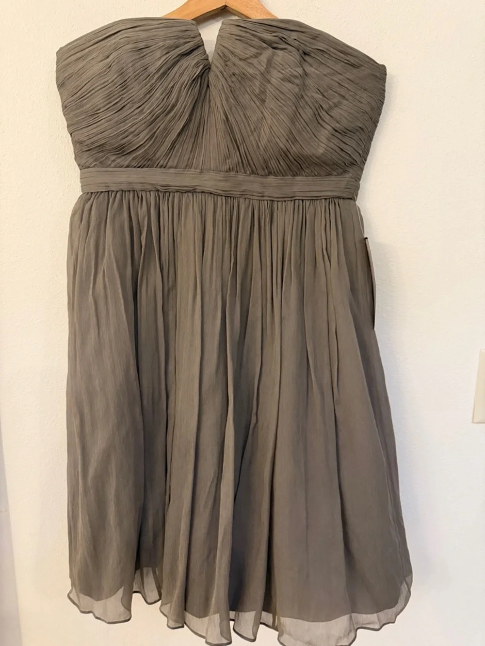 J. Crew Strapless Nadia strapless Chiffon Cocktail Dress in grey